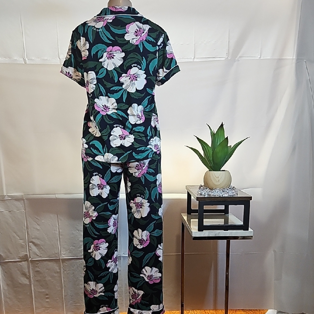 Kate Spade Black and Pink Floral Pajama Set
